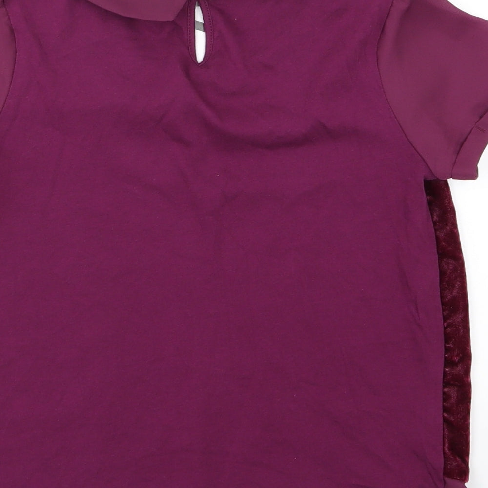 NEXT Girls Purple Velour Basic Blouse Size 9 Years