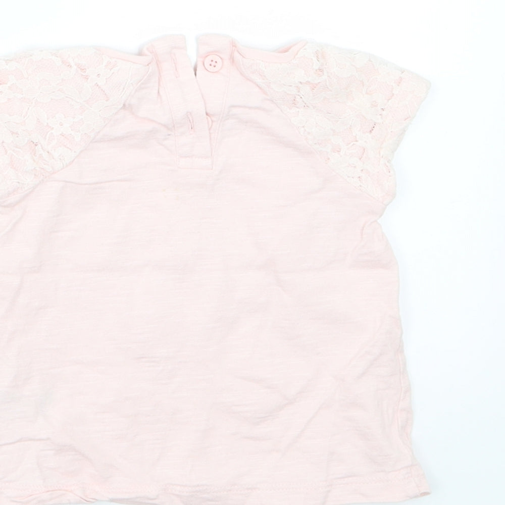 F&F Girls Pink Jersey Basic T-Shirt Size 3-6 Months - Love