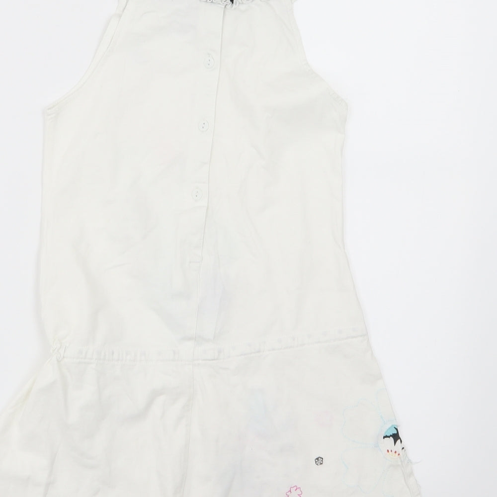 Beetlejuice Girls White Floral Jersey Skater Dress Size 10 Years