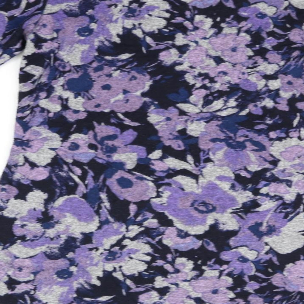 m&S Womens Purple Floral A-Line Size 8