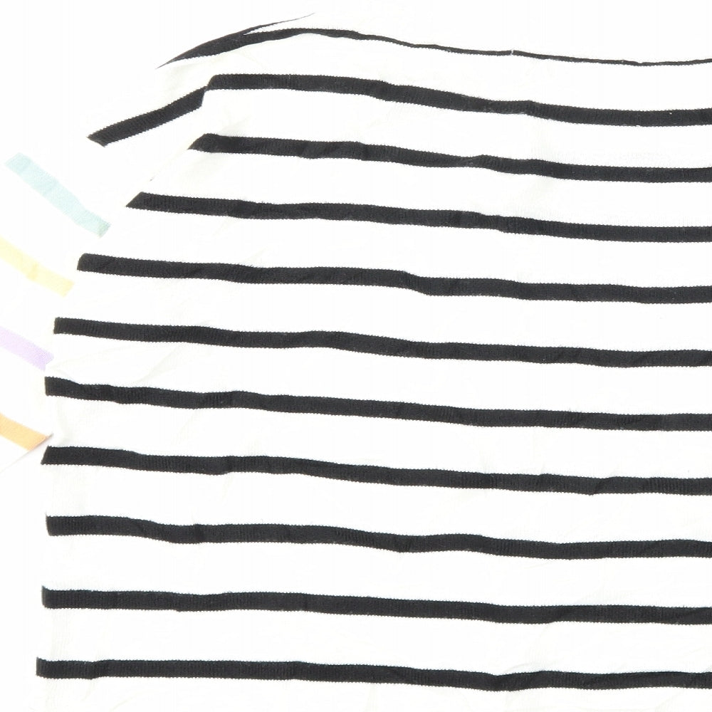 NEXT Womens White Striped Knit Pullover Jumper Size 8
