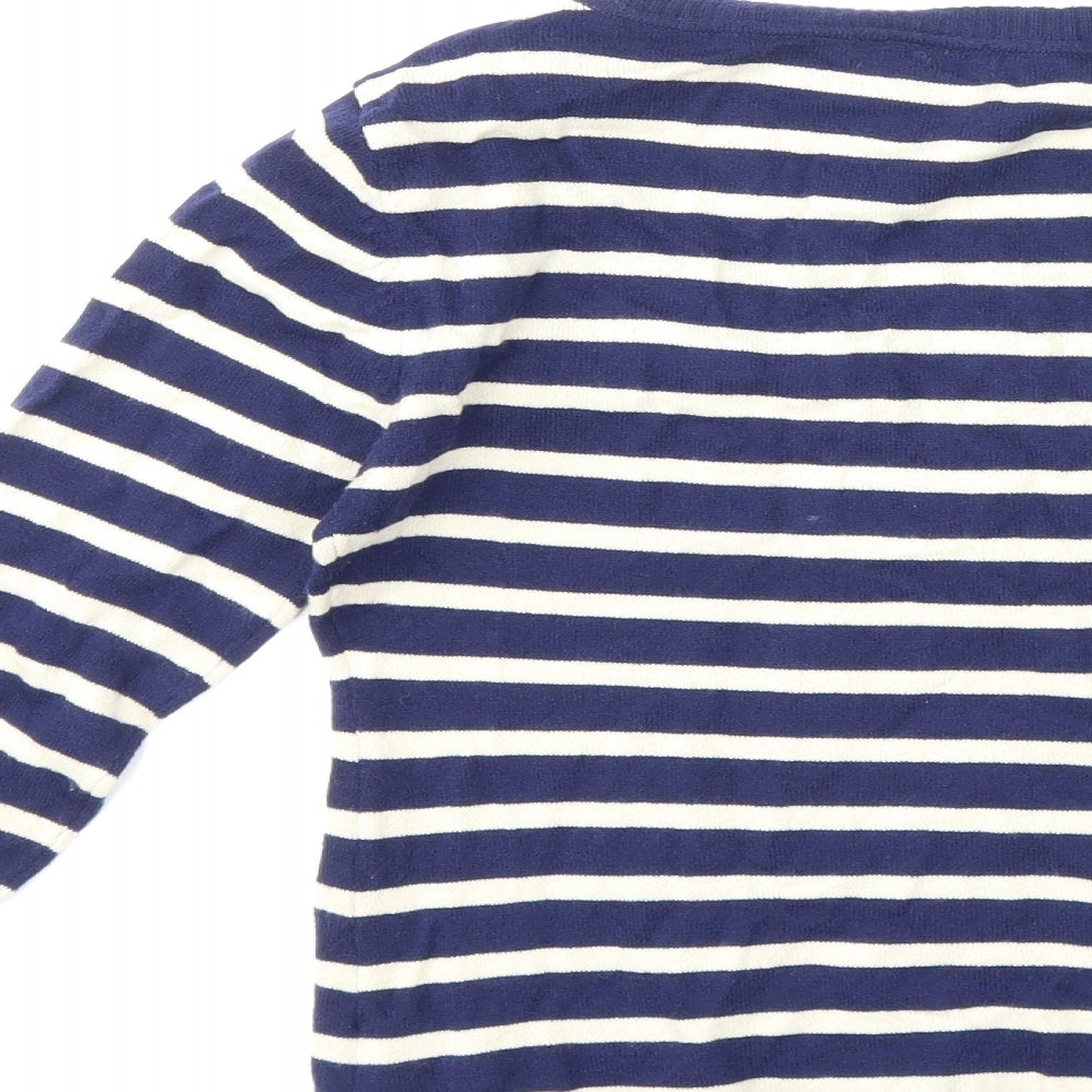 H&M Womens Blue Striped Knit Pullover Jumper Size S