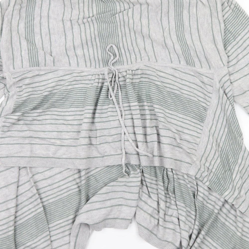 Marks & Spencer Womens Grey Striped Knit Cardigan Jumper Size 14