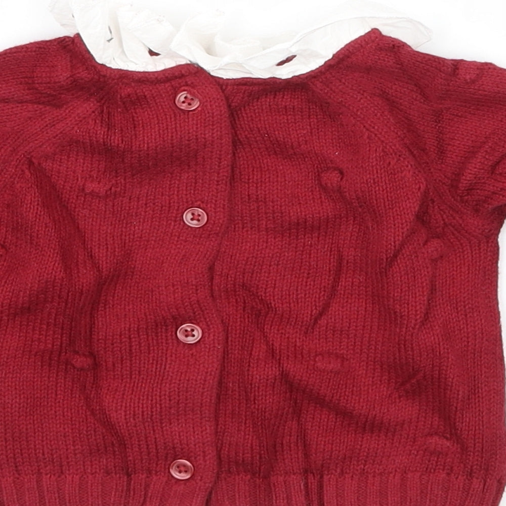 Nutmeg Girls Red Knit Pullover Jumper Size 0-3 Months