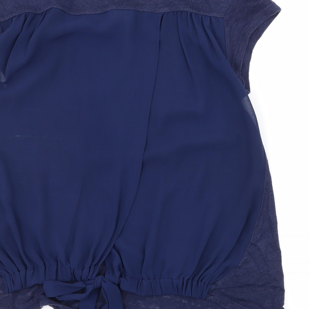 Zara Womens Blue Knit Basic T-Shirt Size S - Sheer back