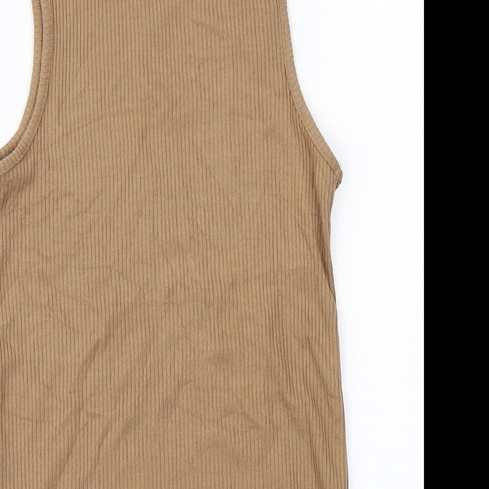 Topshop Womens Brown Basic T-Shirt Size 8