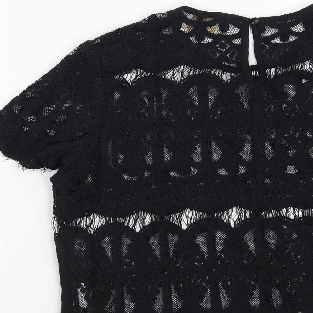 Louche Womens Black Geometric Basic Blouse Size 12