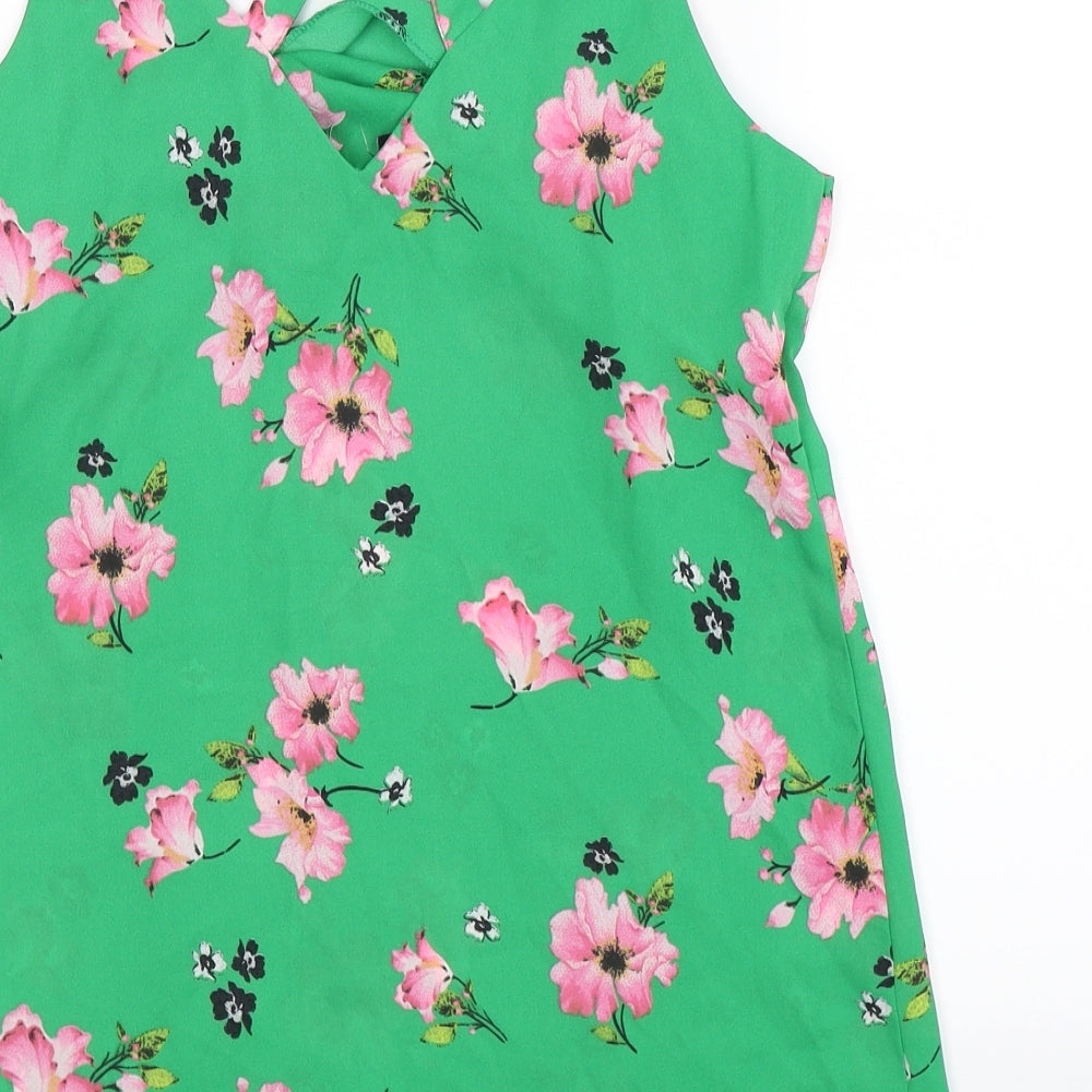 F&F Womens Green Floral Basic Tank Size 6