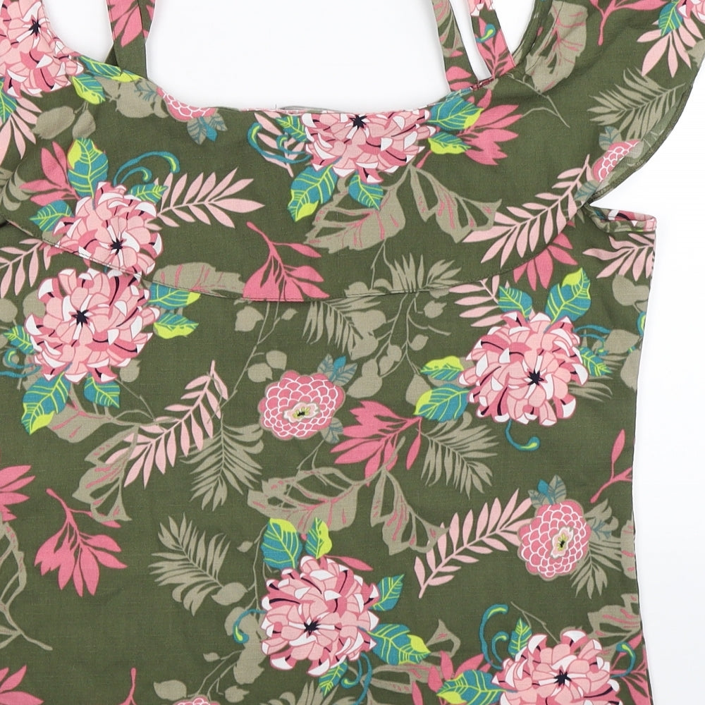 George Womens Green Floral Basic Blouse Size 8
