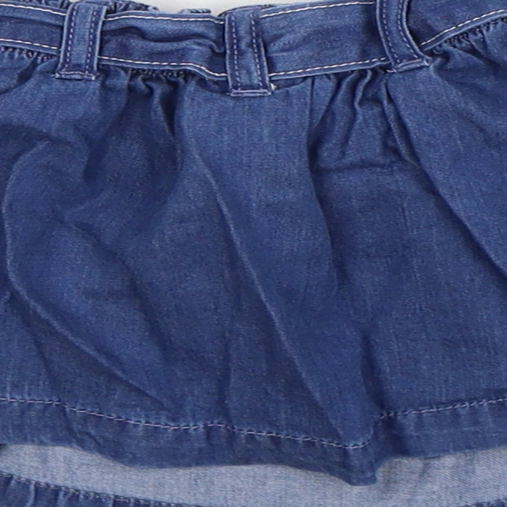 Next Girls Blue Denim Pleated Skirt Size 3-6 Months