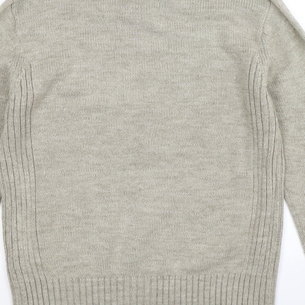 Ambrose Mens Beige Knit Pullover Jumper Size M