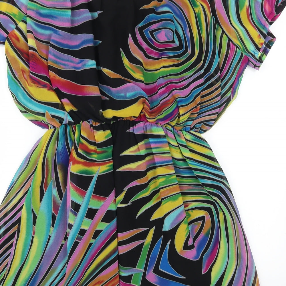 Purple Womens Black Striped Fit & Flare Size M