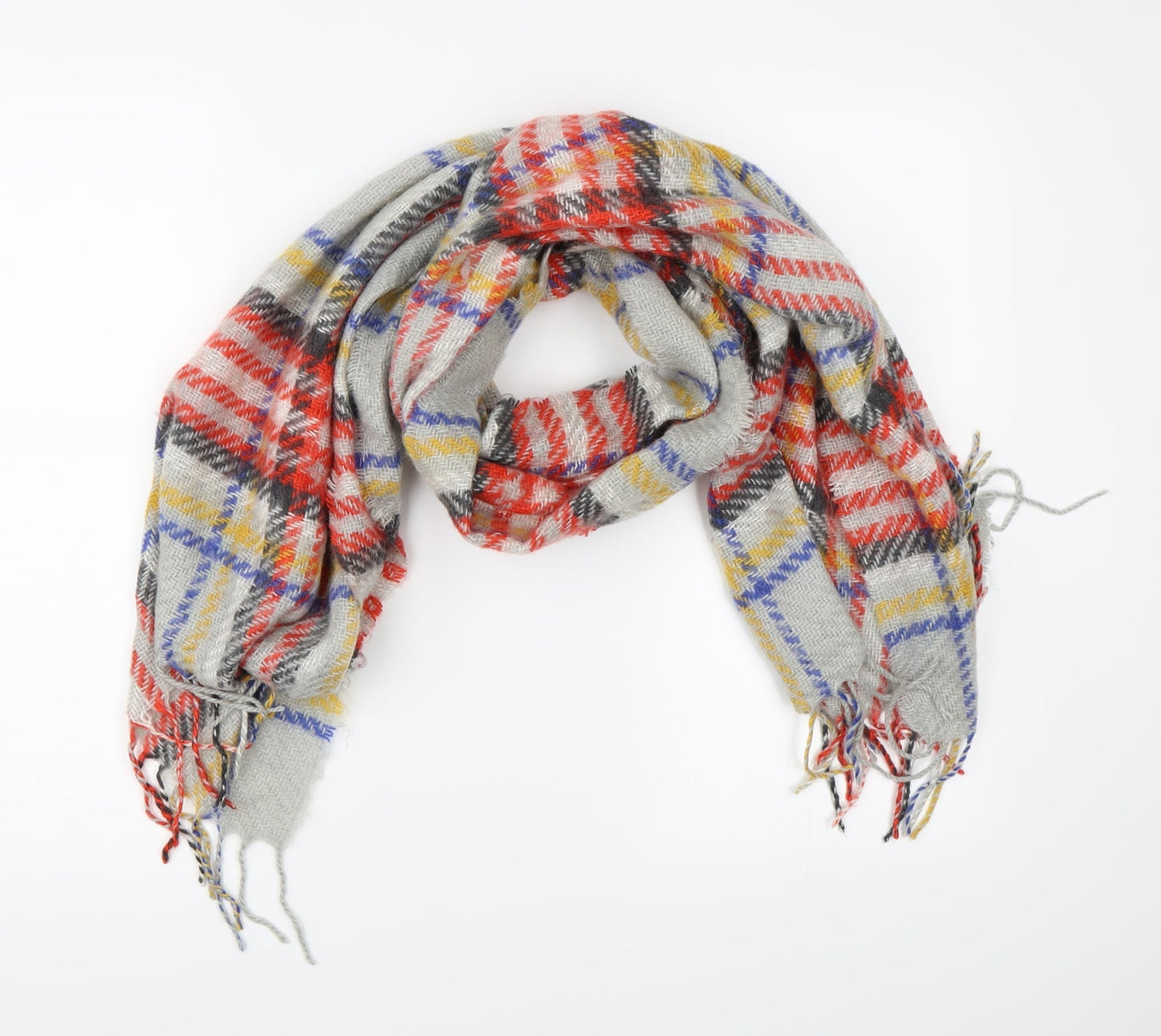 Preworn Womens Grey Check Knit Scarf