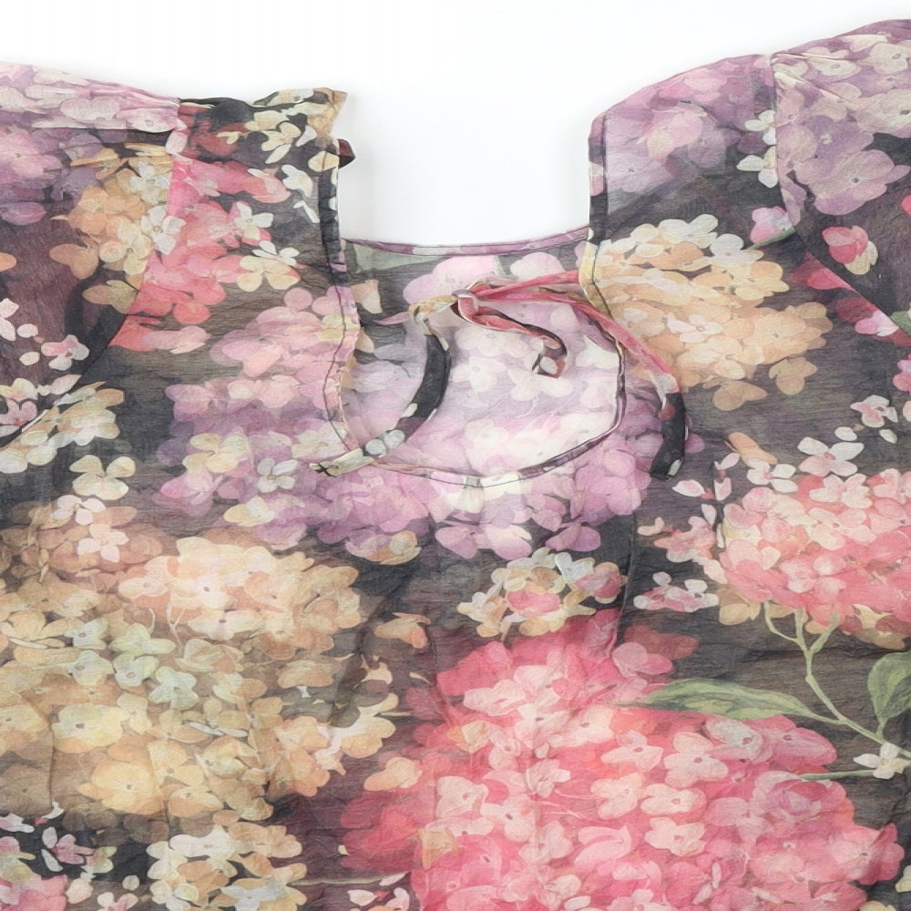 H&M Womens Multicoloured Floral Basic Blouse Size S