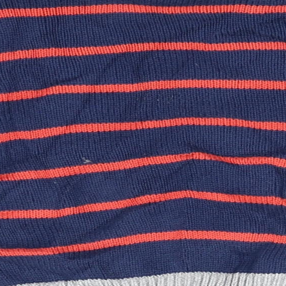 Marks & Spencer Blue Striped Knit Henley Jumper Size 3-6 Months - Star