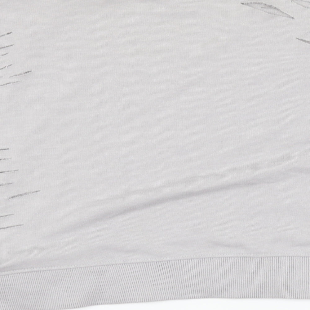 New Look Womens Grey Pullover Sweatshirt Size 12 - distressed