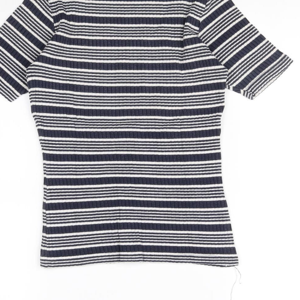 st michael Womens Blue Striped Basic Blouse Size 12