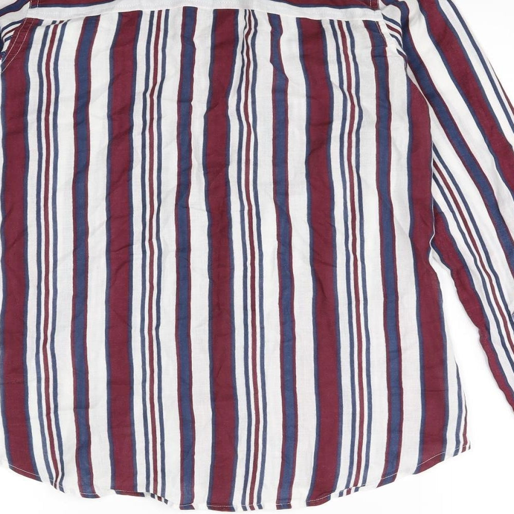Preworn Womens Multicoloured Striped Basic Button-Up Size 6