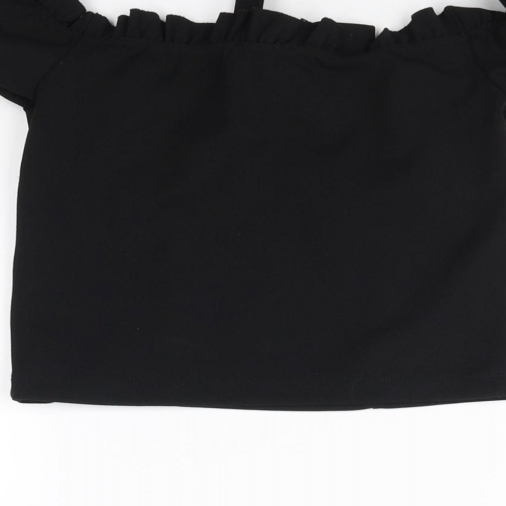 New Look Womens Black Cropped Blouse Size 10