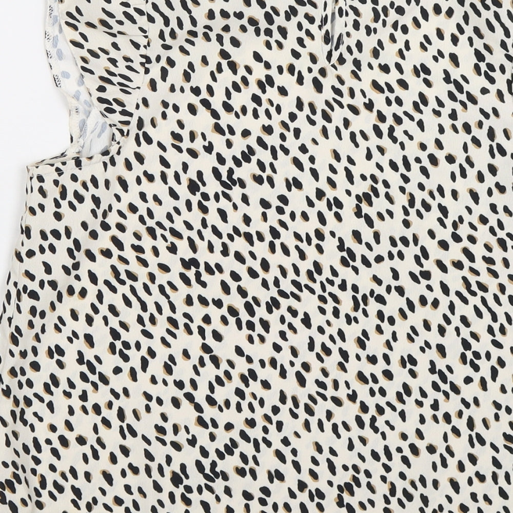 New Look Womens Ivory Animal Print Chiffon Basic Blouse Size 6 - LEOPARD PRINT