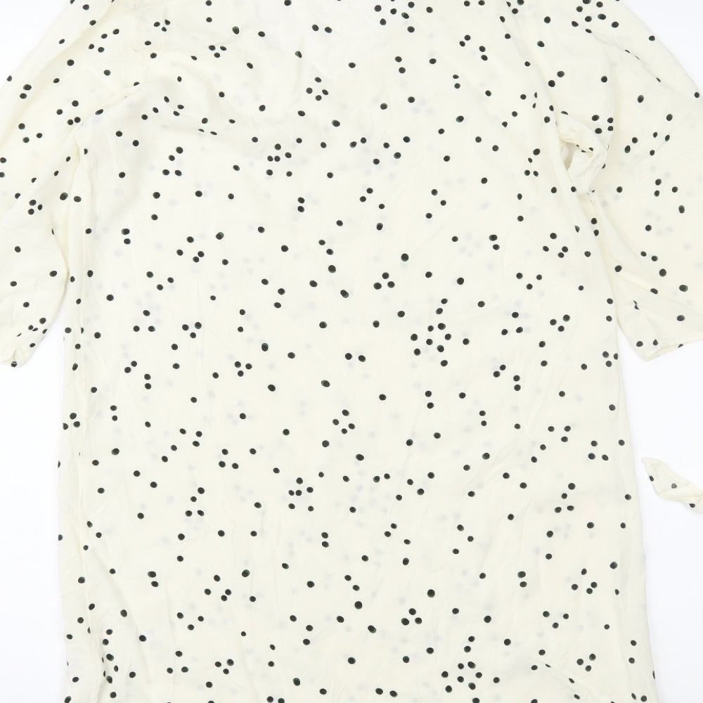 H&M Womens Ivory Polka Dot Shift Size 6