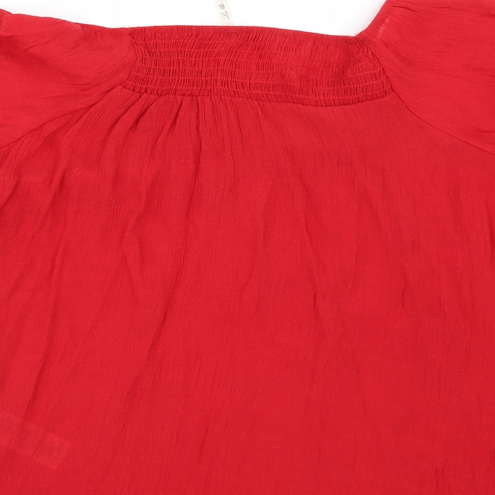 LEO NICOLA Womens Red Tunic Blouse Size S