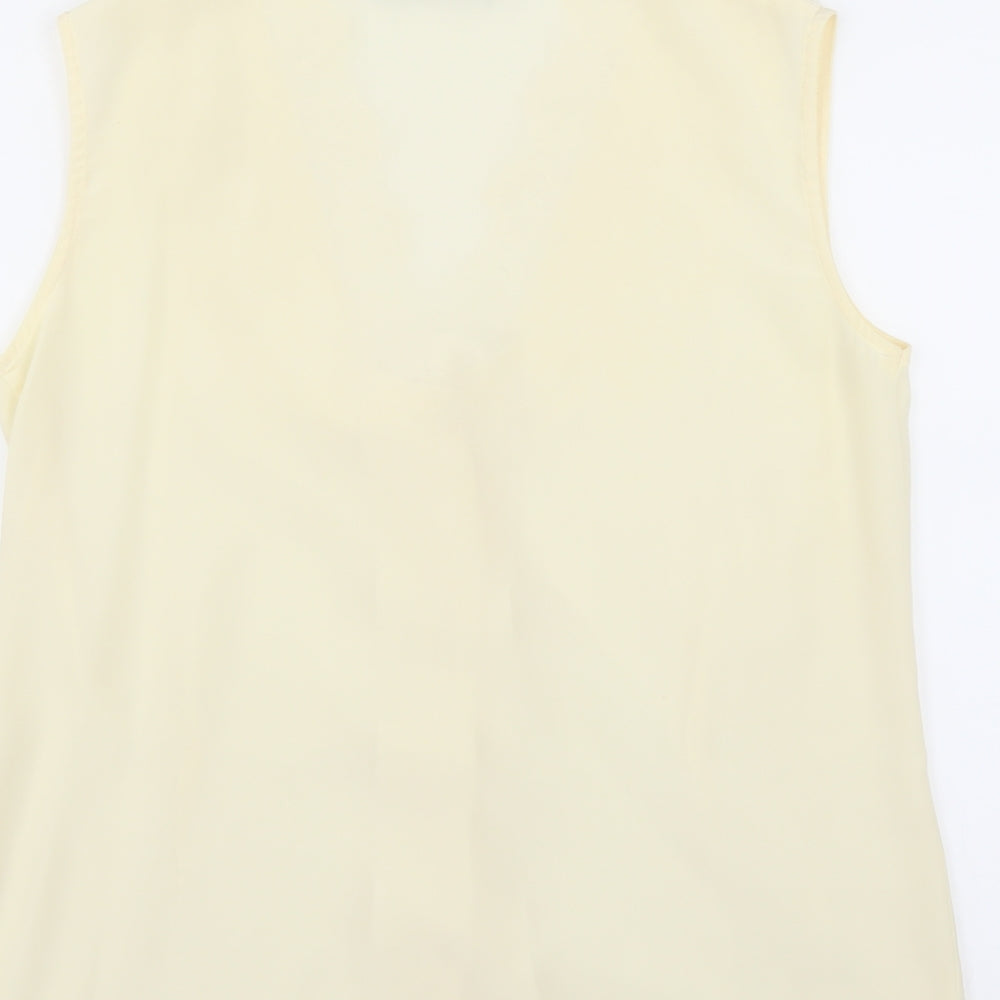 Imagination Womens Yellow Basic Blouse Size 10 - floral Lace Neckline
