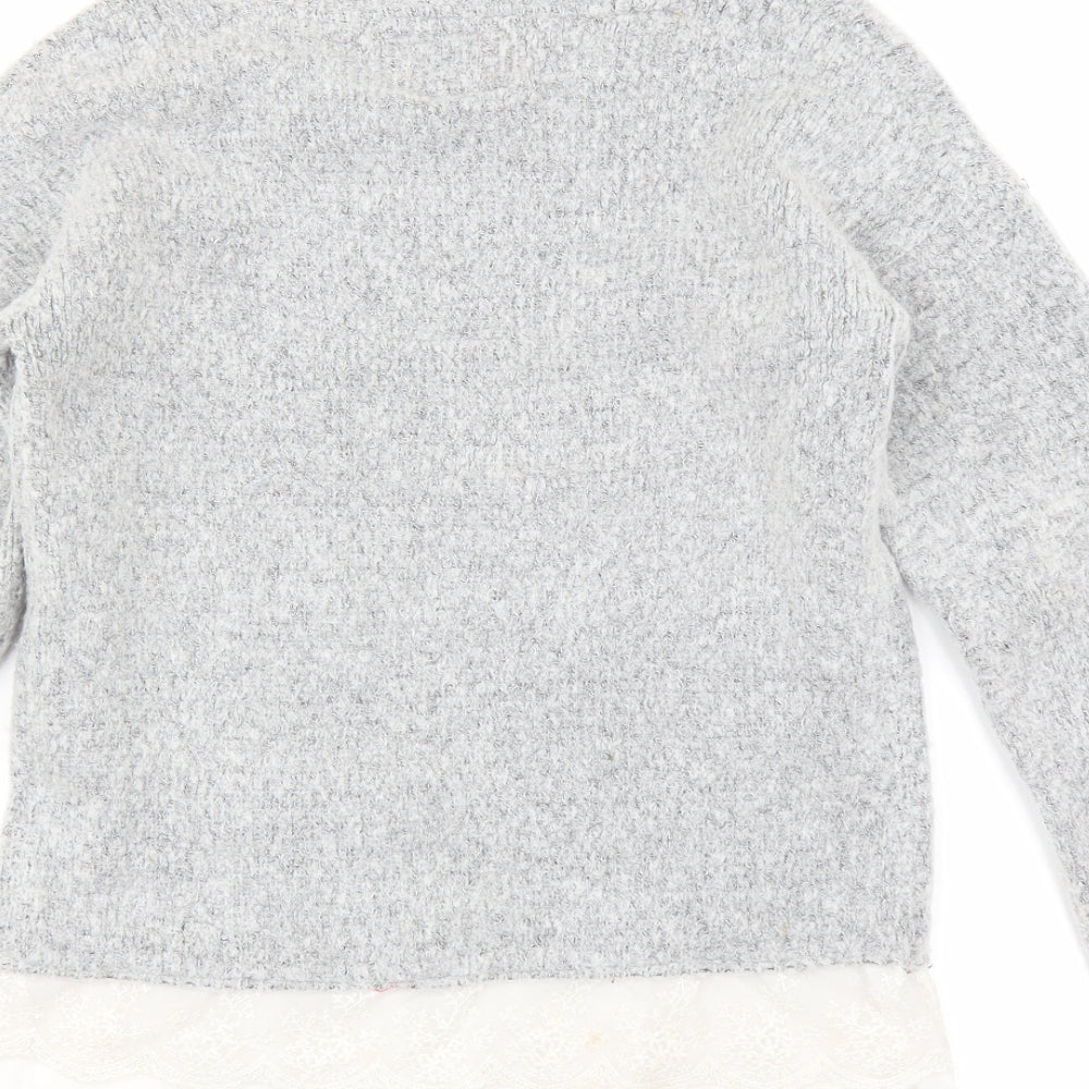 YD Girls Grey Pullover Jumper Size 11-12 Years - LACE UNDER TOP