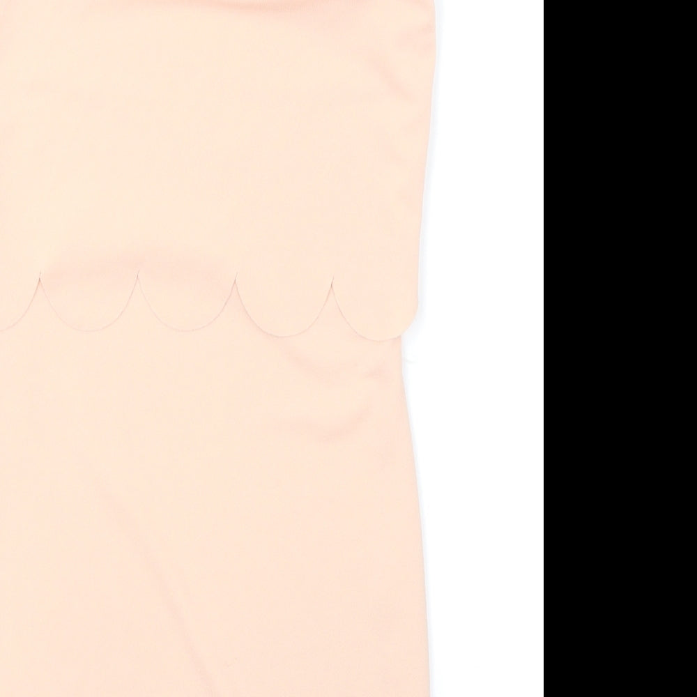 Boohoo Womens Pink Bodycon Size 8 - Scallop Hem