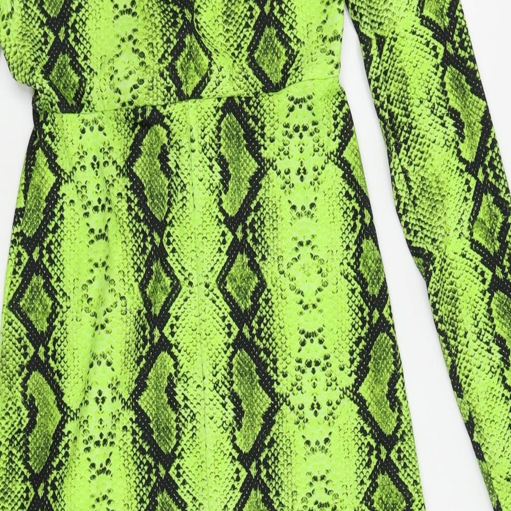 ASOS Womens Green Geometric Fit & Flare Size 4