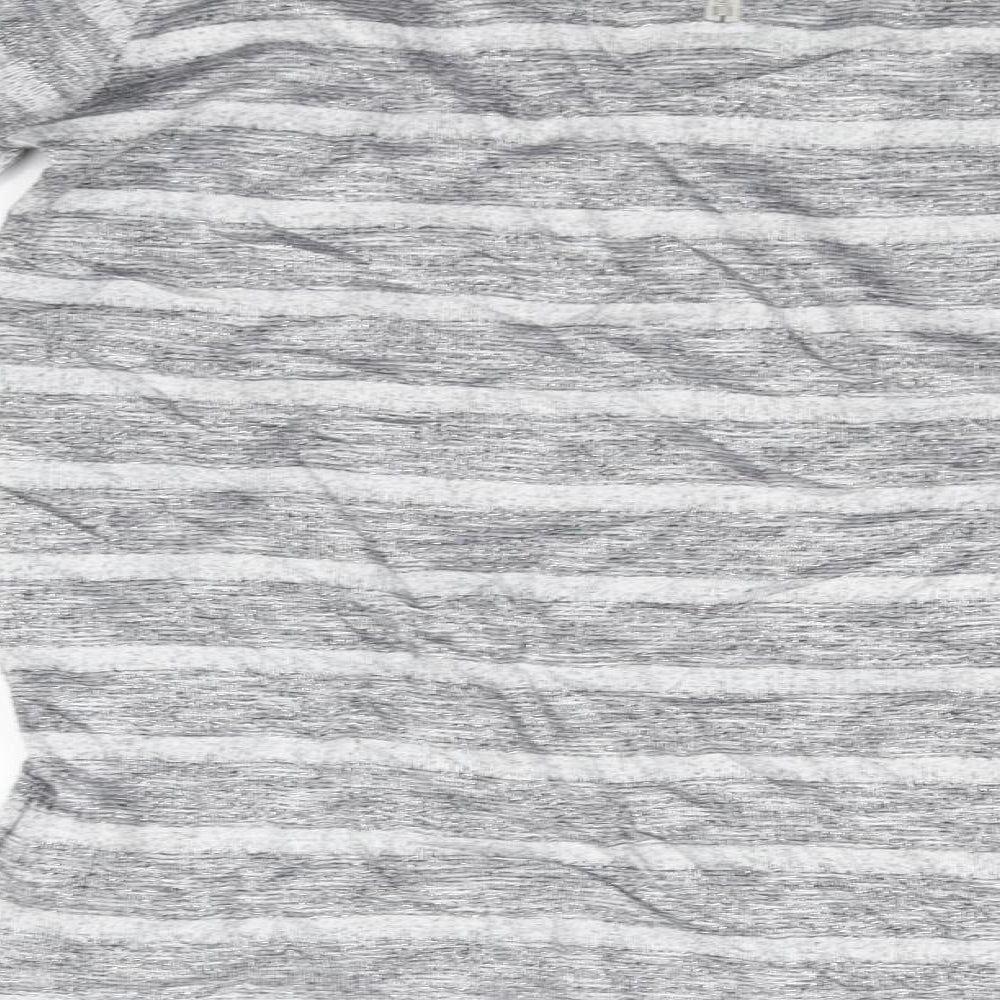 Oasis Womens Grey Striped Basic T-Shirt Size S