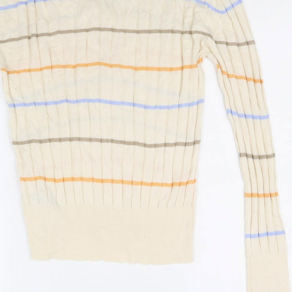 m&S Womens Beige Striped Pullover Jumper Size S