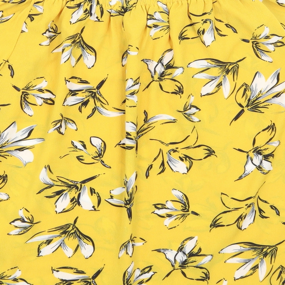 Quiz Womens Yellow Floral Basic Blouse Size 10