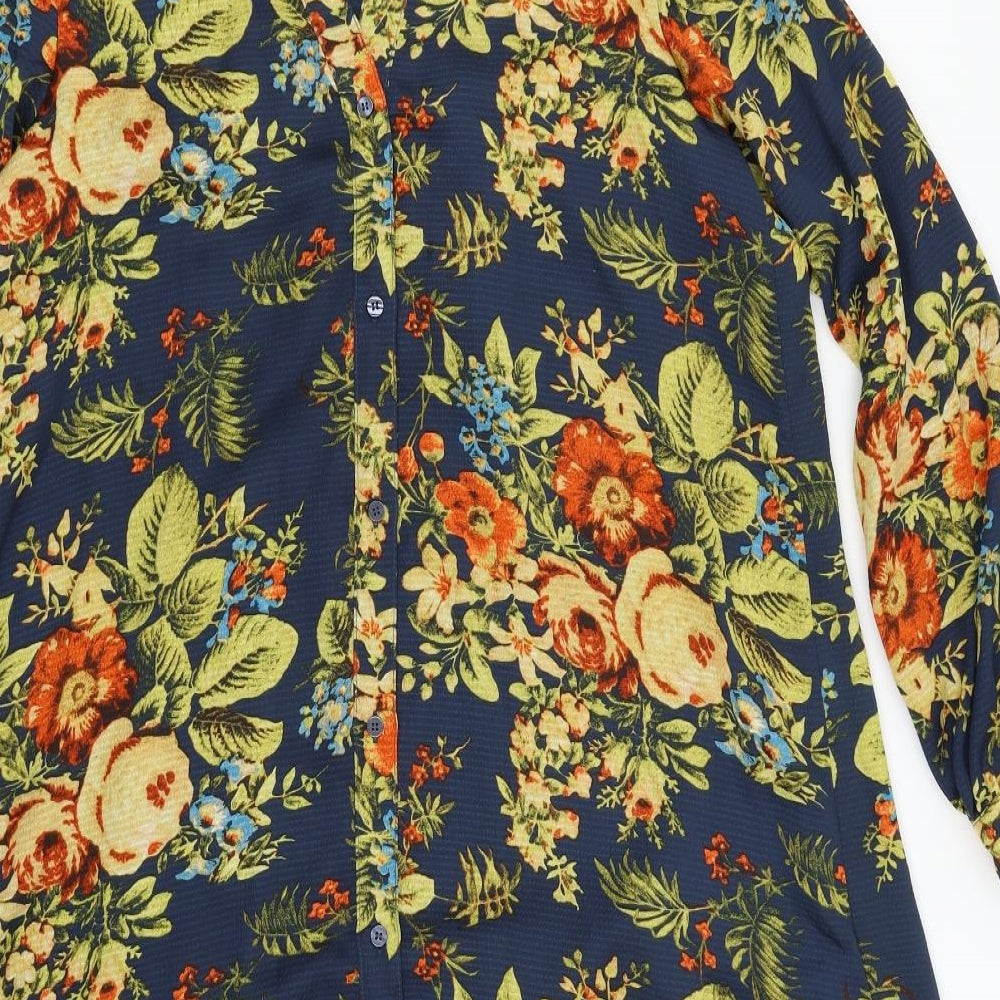 H&M Womens Multicoloured Floral Basic Button-Up Size 6