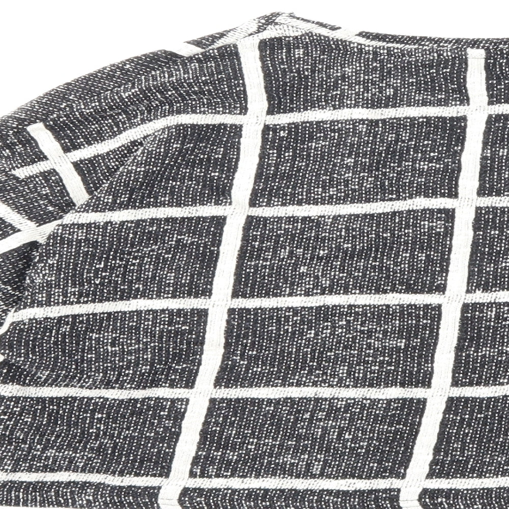 New Look Womens Black Check Pullover Sweatshirt Size M - cropped
