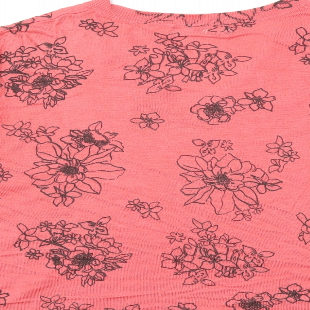 Marks & Spencer Womens Pink Floral Knit Pullover Jumper Size L