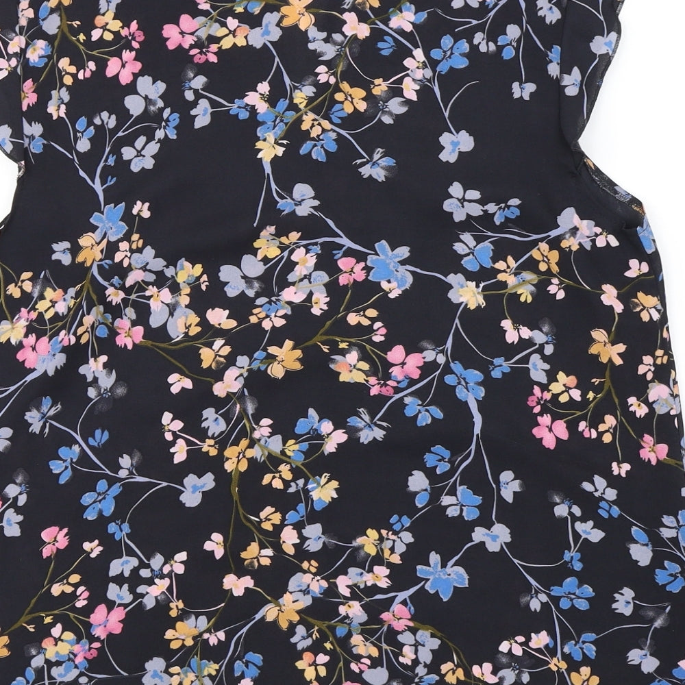 Atmosphere Womens Black Floral Basic Blouse Size 12