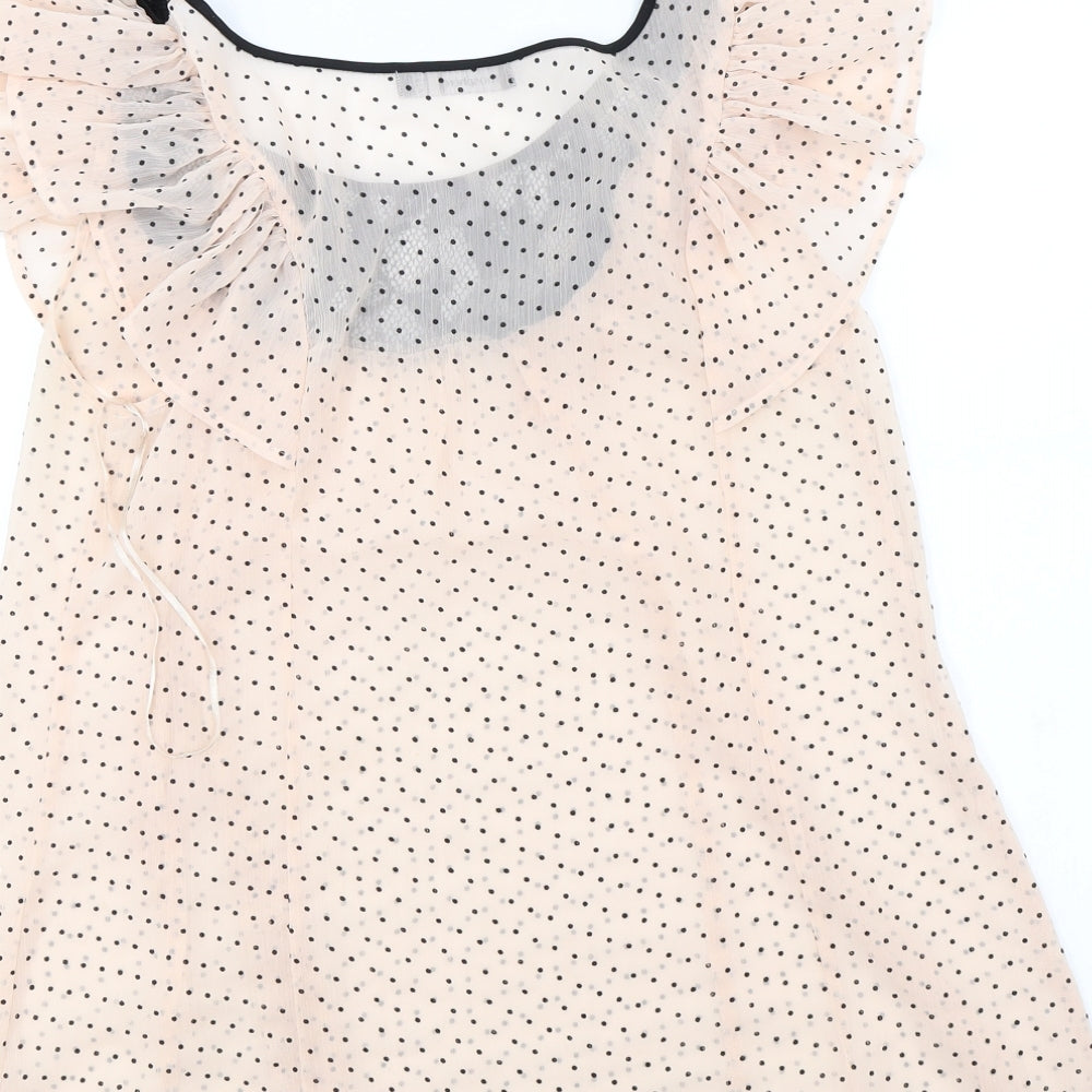 Atmosphere Womens Pink Polka Dot Basic Blouse Size 10