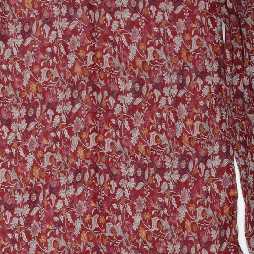 Peacocks Womens Red Floral Basic Blouse Size 14