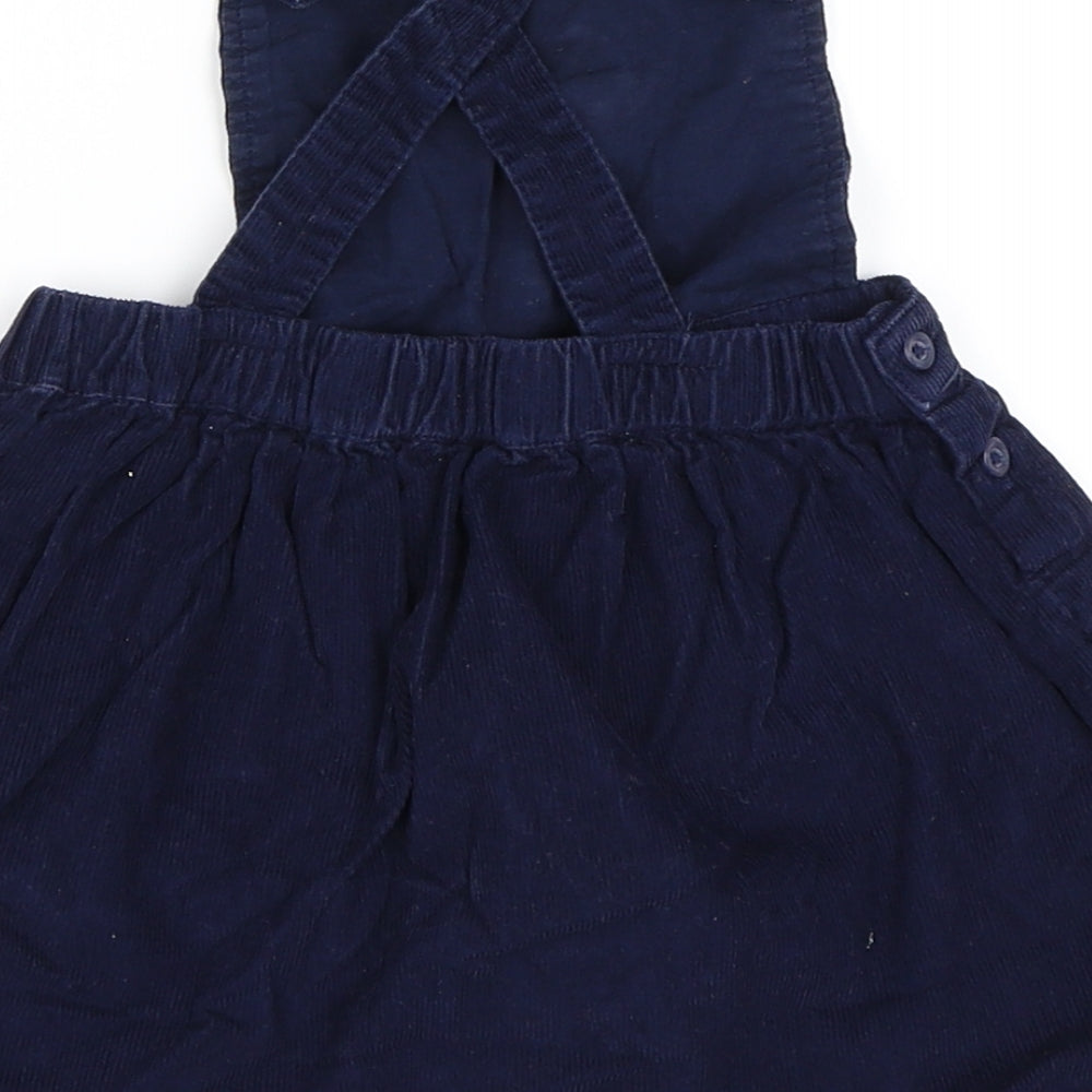 George Girls Blue Corduroy Pinafore/Dungaree Dress Size 12-18 Months - Poodle