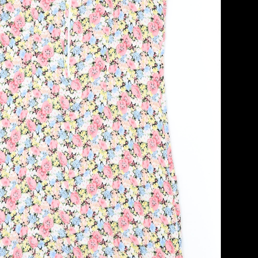 Blue Chameleon Womens Pink Floral Shirt Dress Size 14