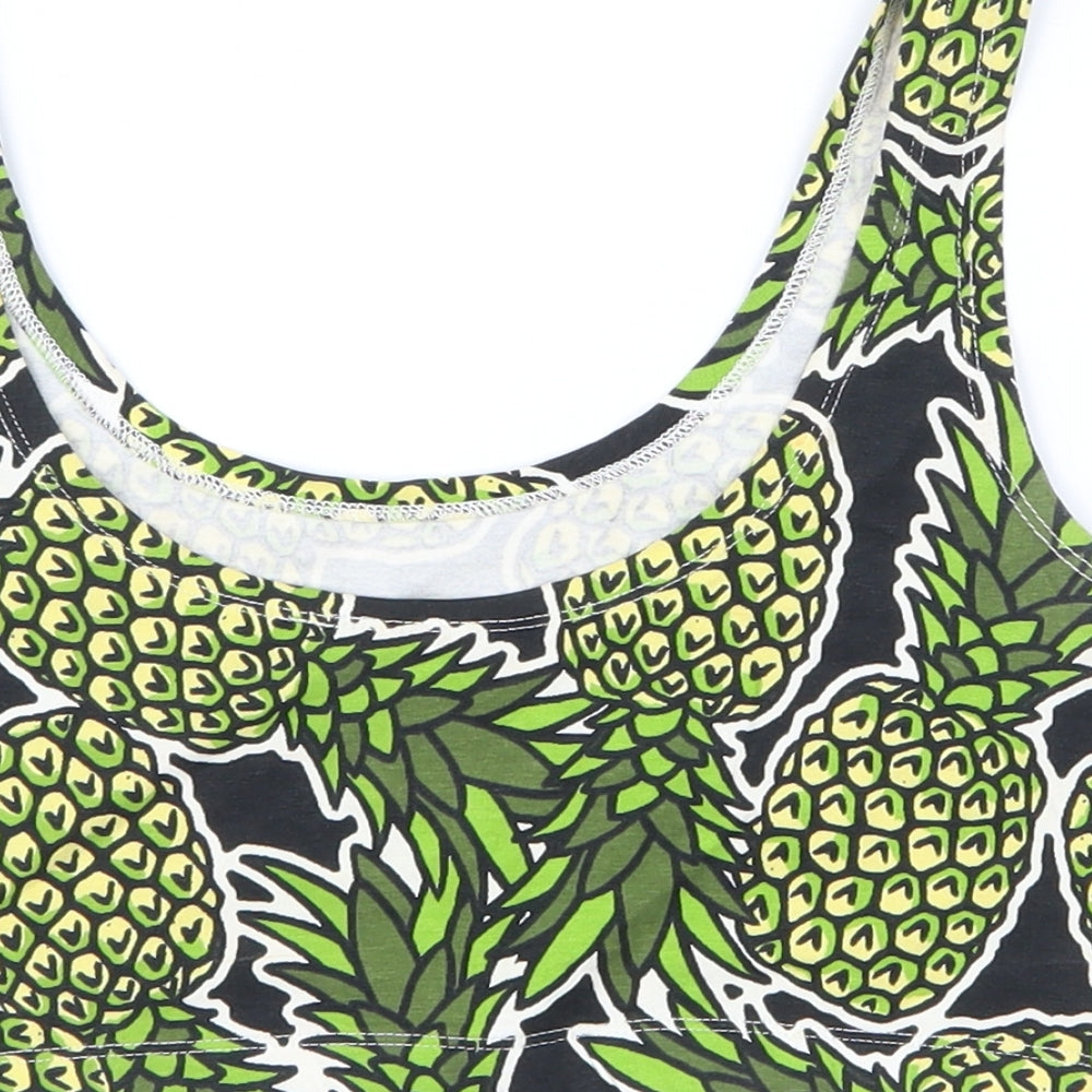 Divided by H&M Womens Green Geometric Cropped T-Shirt Size 6 - Pineapples