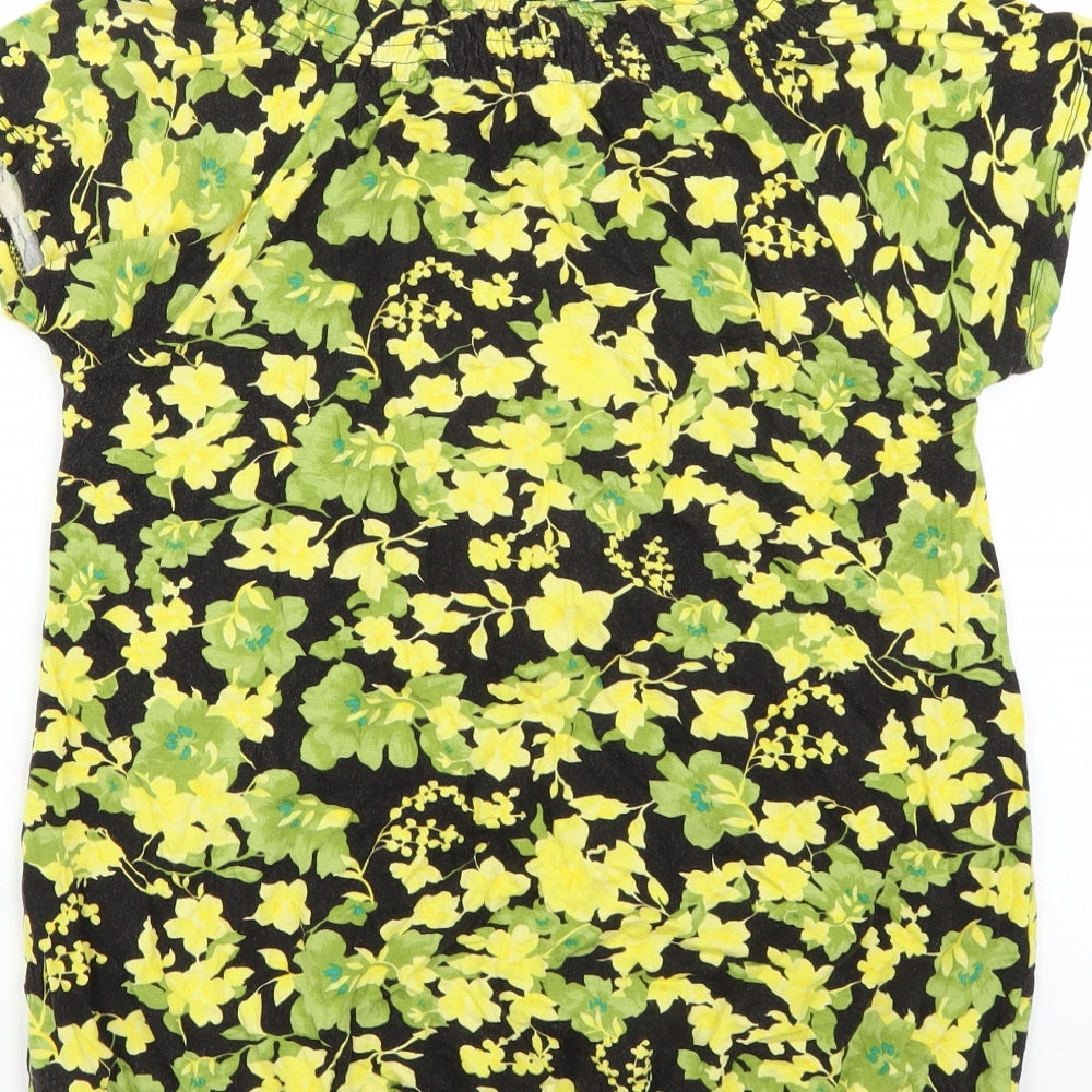 Debenhams Womens Black Floral Basic T-Shirt Size L