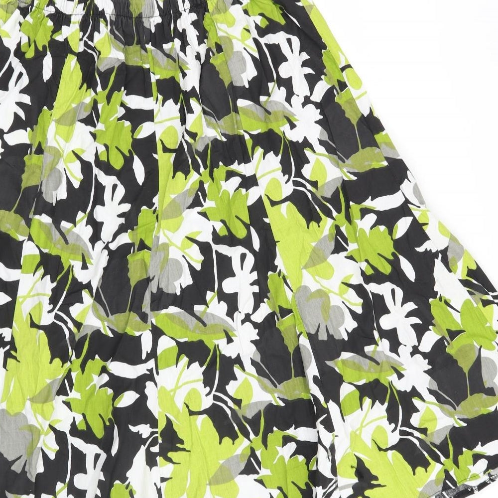 Preworn Womens Green Floral A-Line Skirt Size 28 in