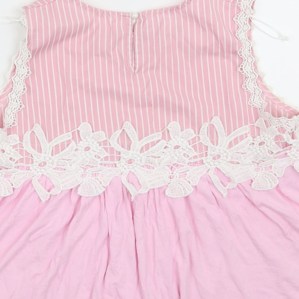 Savida Womens Pink Striped Basic Blouse Size S