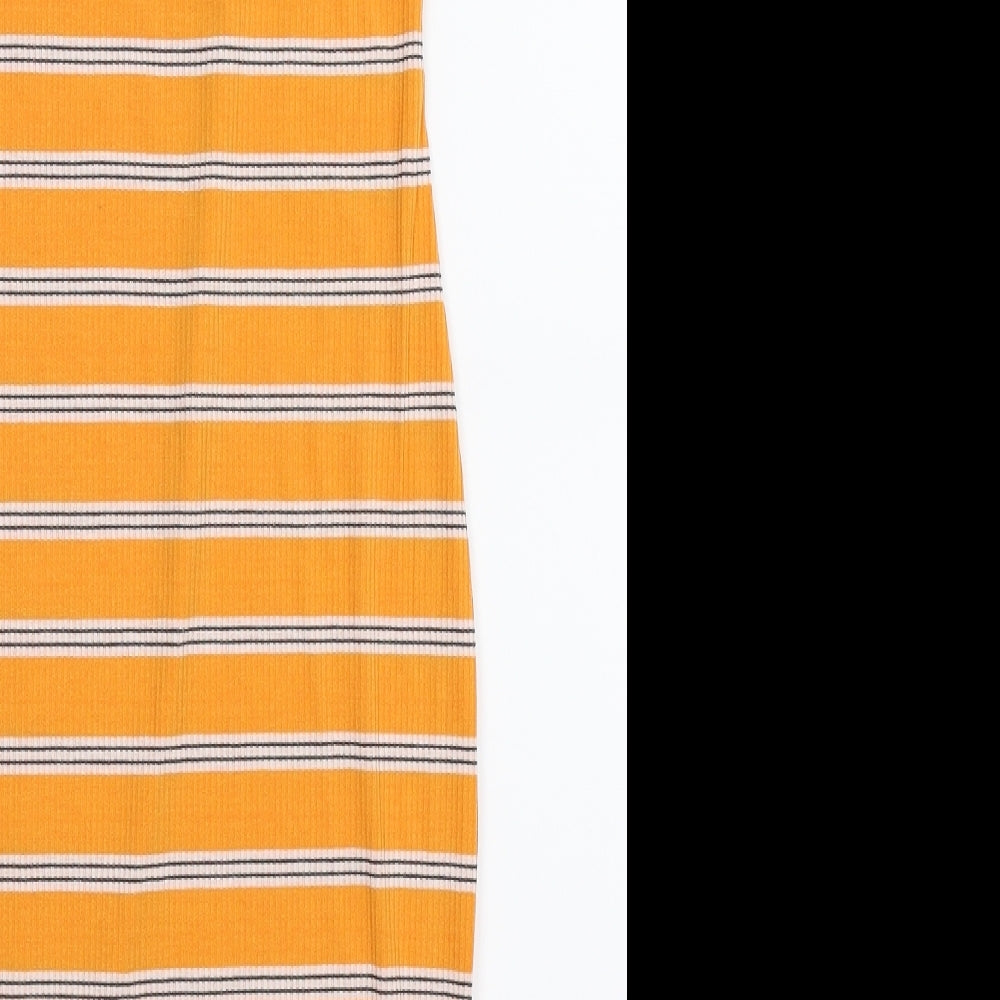 Select Womens Yellow Striped Bodycon Size 8