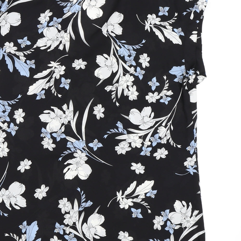 Worthington Womens Black Floral Chiffon Basic Blouse Size S