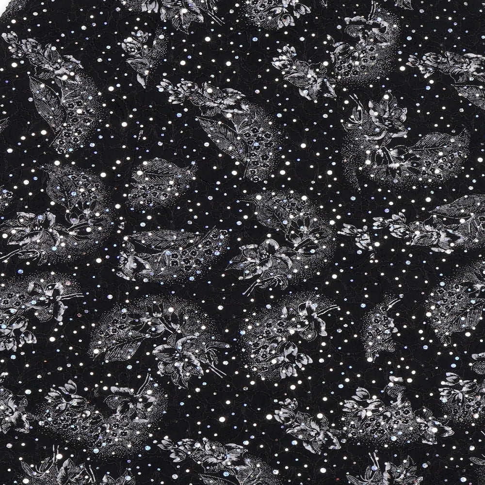 Sukhmani Womens Black Floral A-Line Skirt
