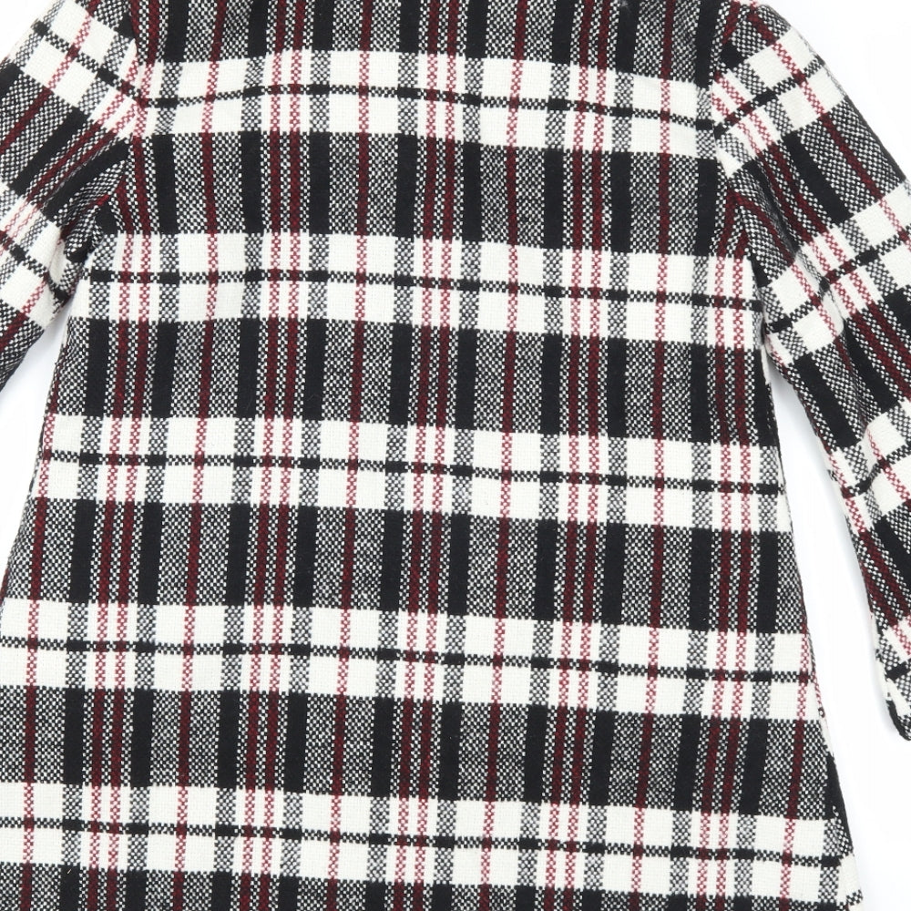 chun mei na Womens White Plaid Parka Coat Size L