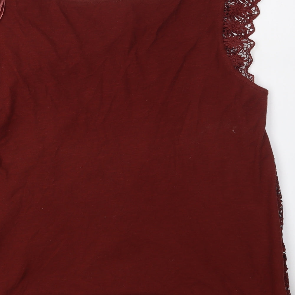 Stradivarius Womens Red Floral Basic Blouse Size L